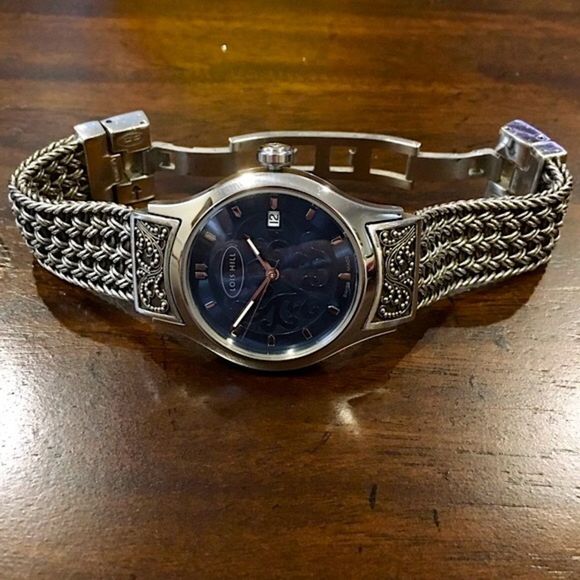 LOIS HILL Watch Rare Sterling Silver Blue Face - Picture 4 of 8